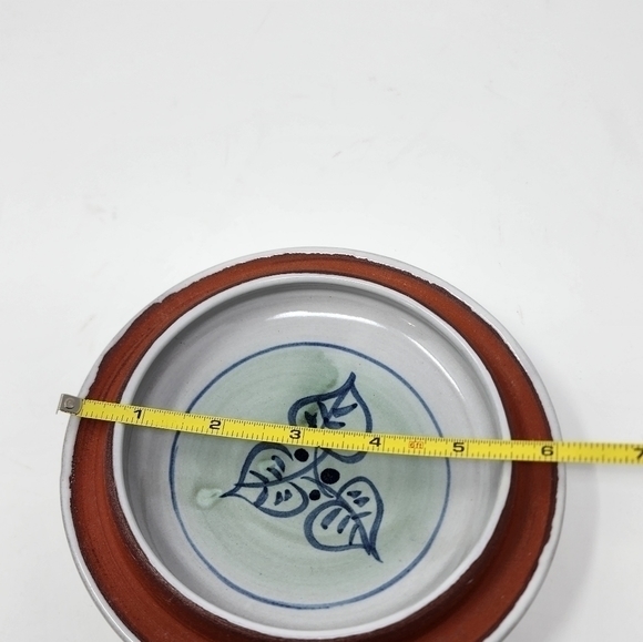 Blue Leaf Hand Crafted Covered Pottery Dish - Picture 6 of 8